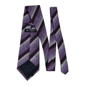 VENETTO COLLECTION Purple Plaid Silk Blend Necktie 58 Inch Length Men's Accessor